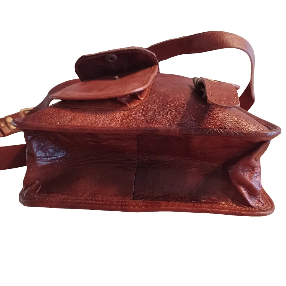 MEN'S VINTAGE LEATHER CROSSBODY MESSENGER BAG